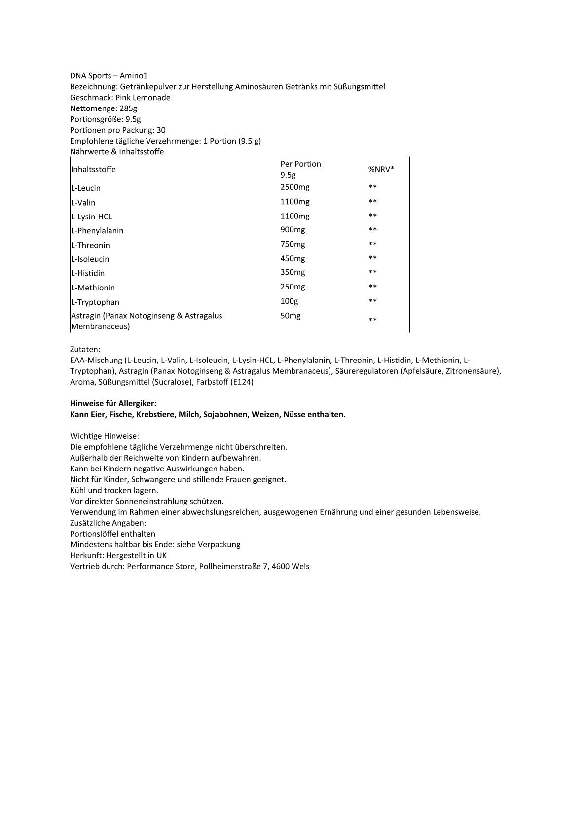 DNA Sports - Amino1 Eaa