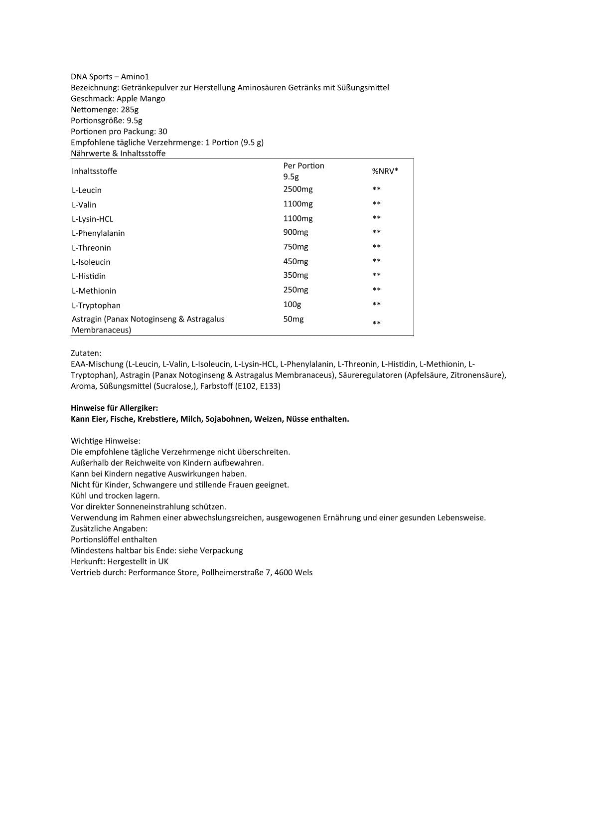 DNA Sports - Amino1 Eaa