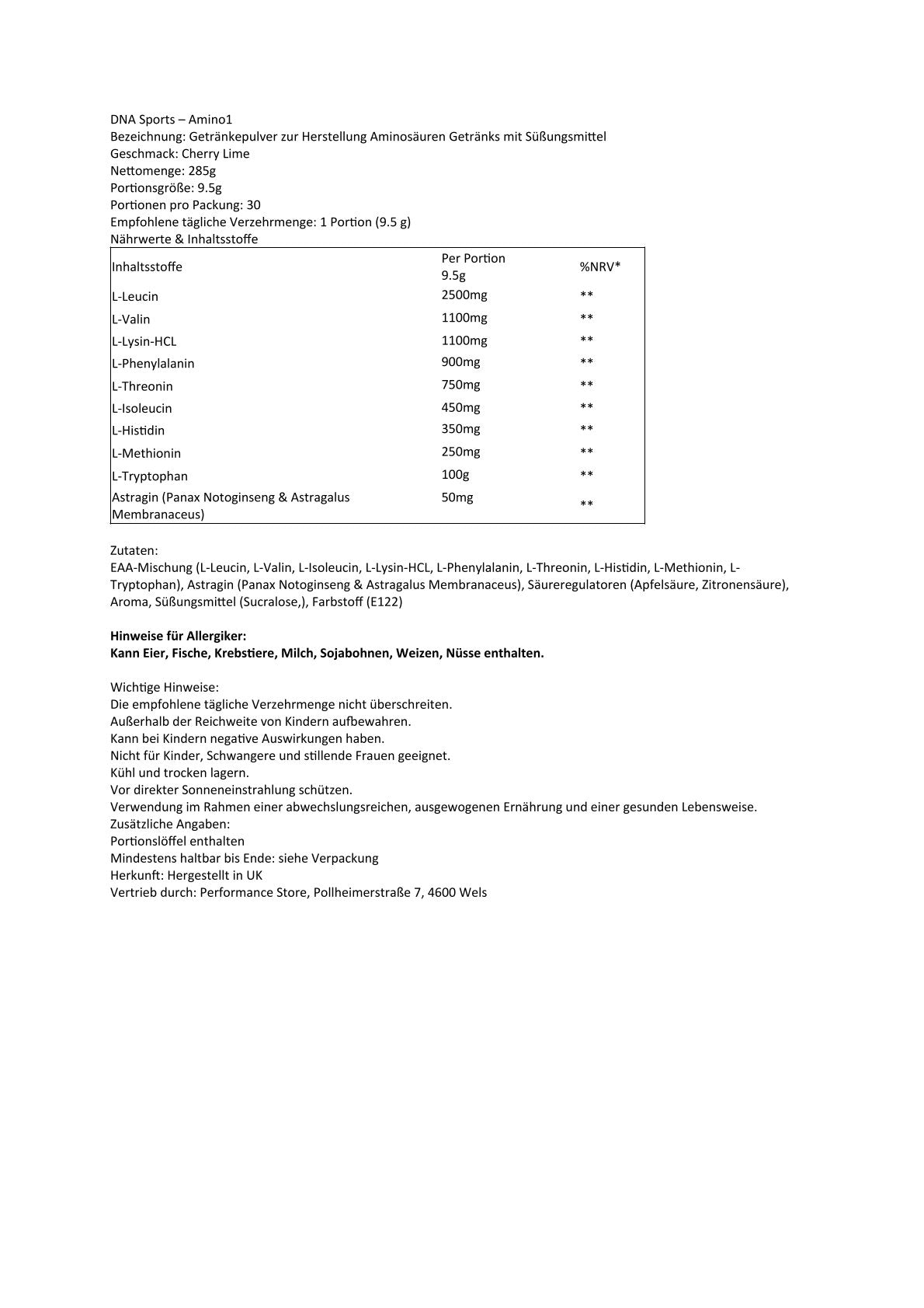 DNA Sports - Amino1 Eaa