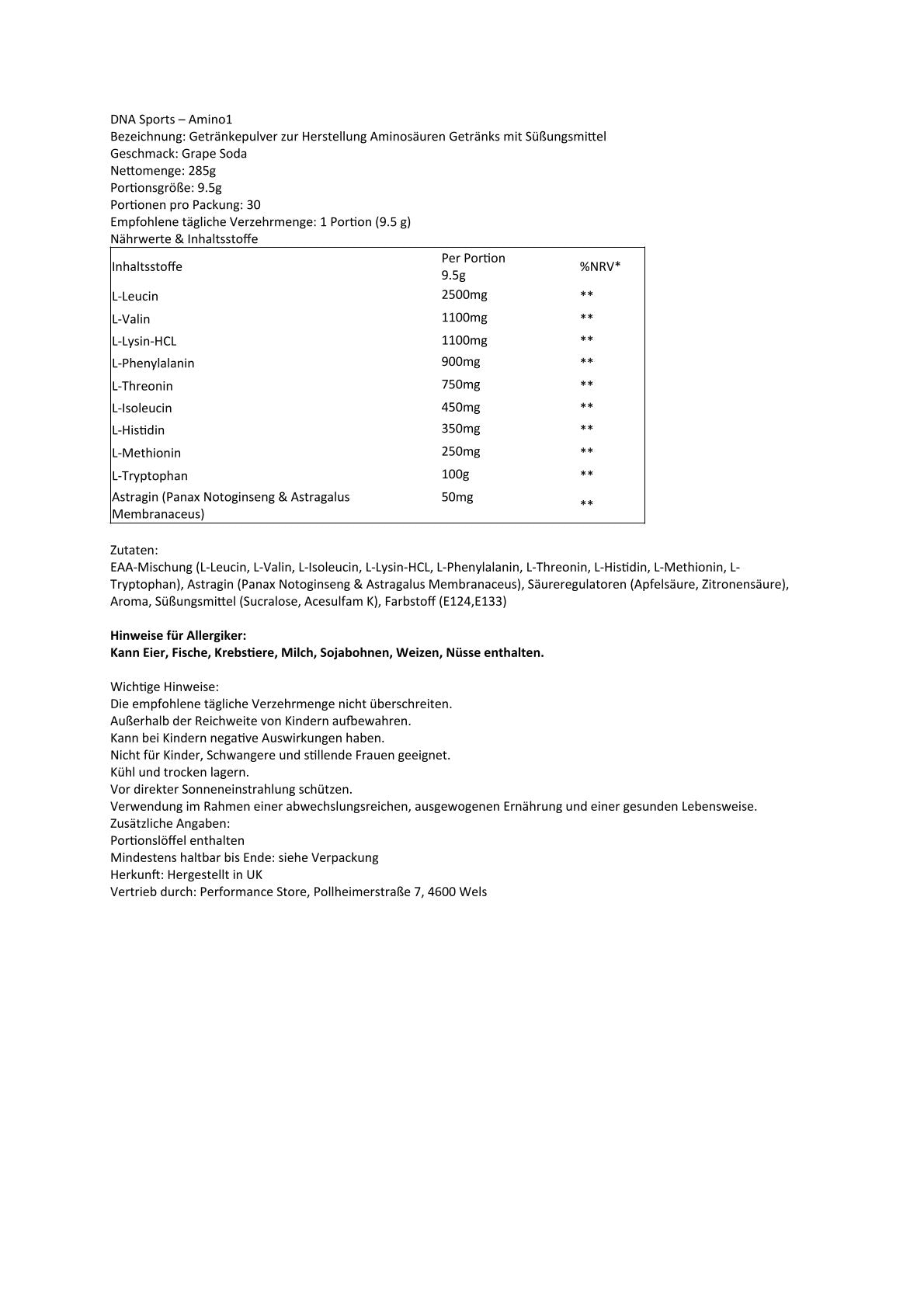 DNA Sports - Amino1 Eaa