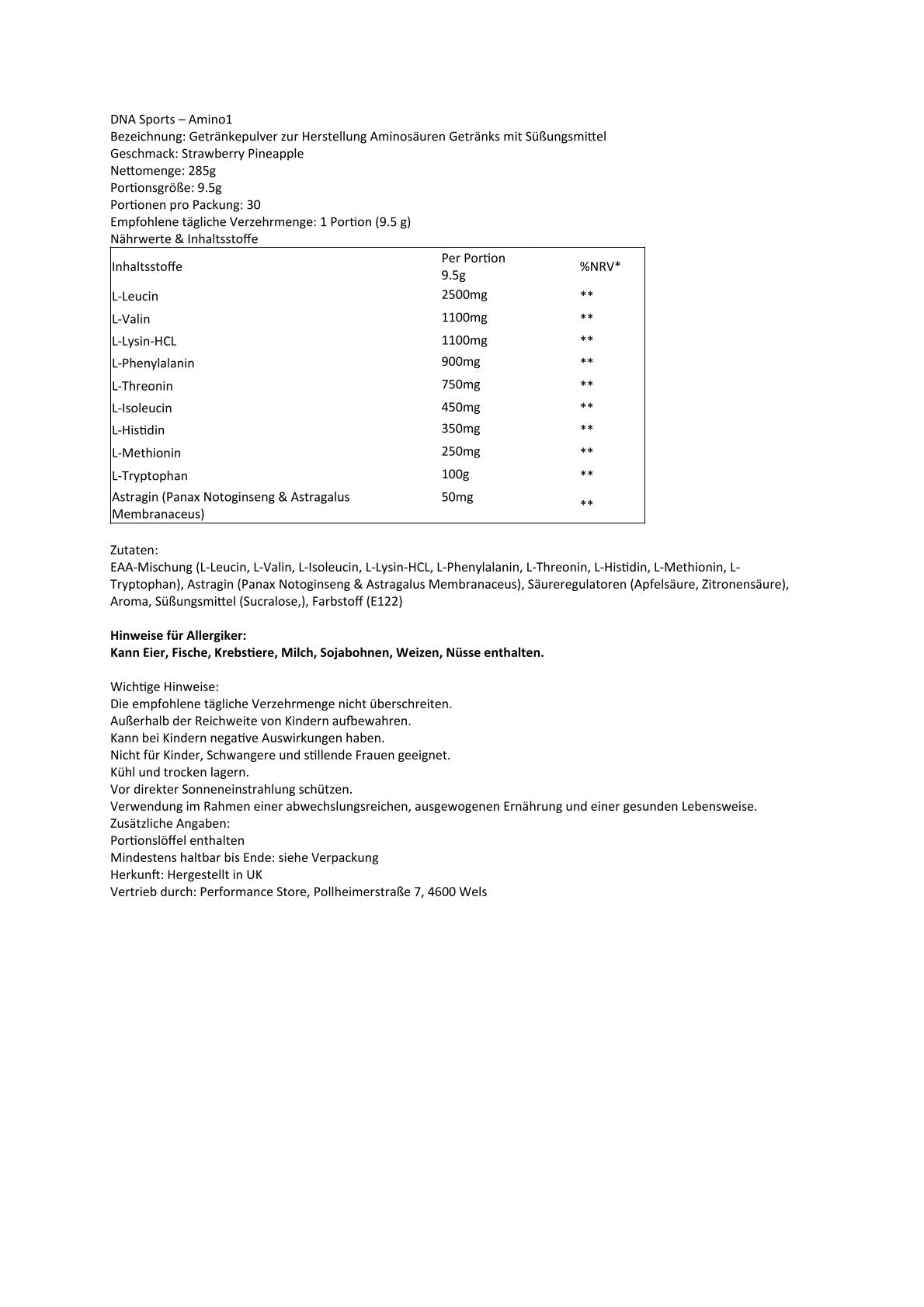 DNA Sports - Amino1 Eaa