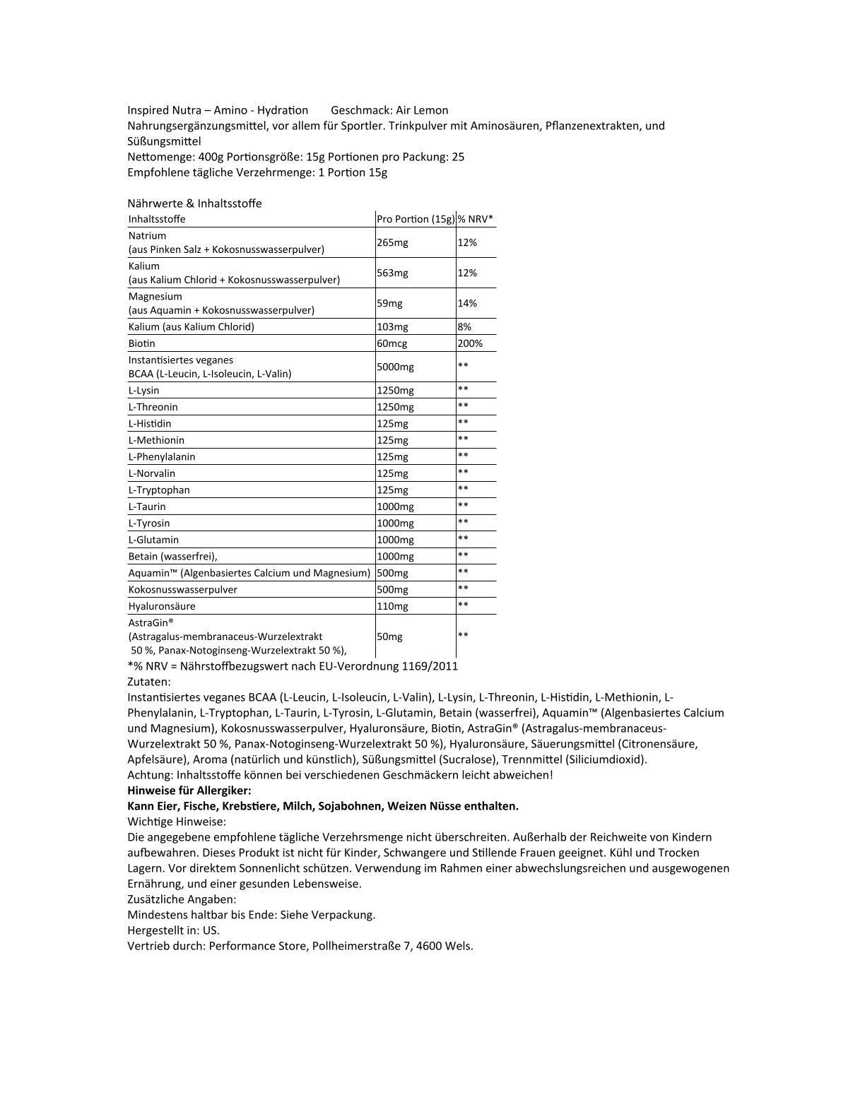 Inspired Nutra - Amino + Hydration