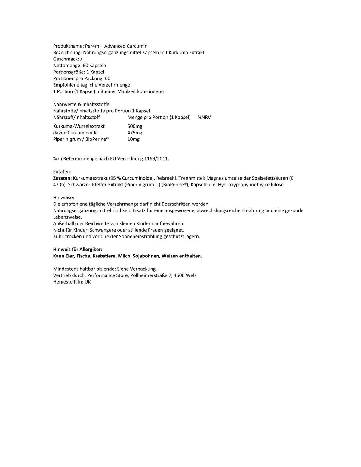 Per4m - Advanced Curcumin Capsules