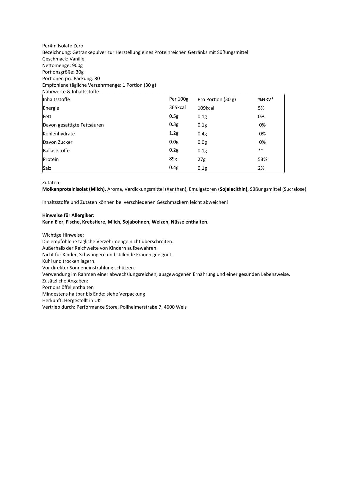 Per4m - Whey Isolate Zero