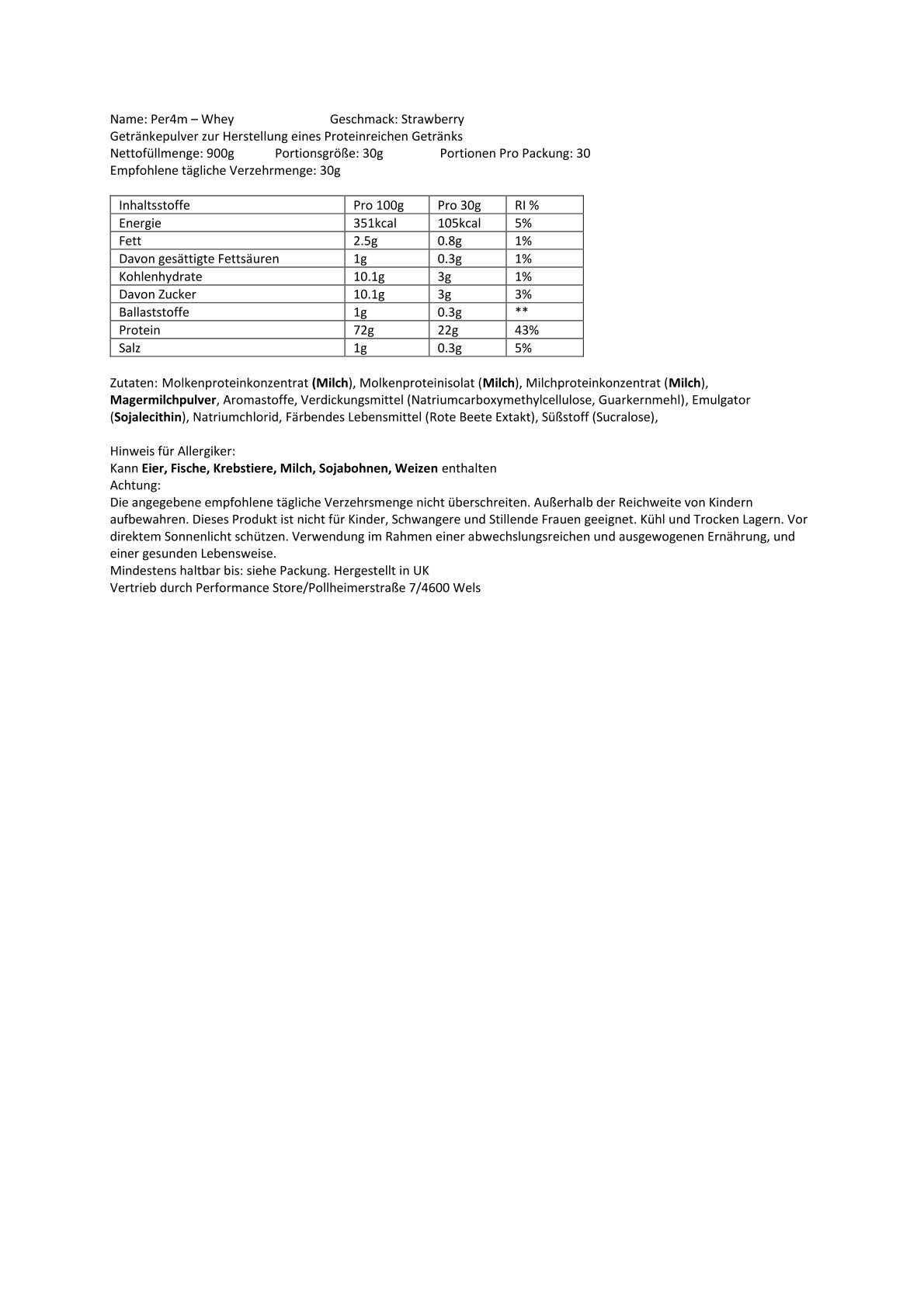 Per4m - Whey Protein 900g