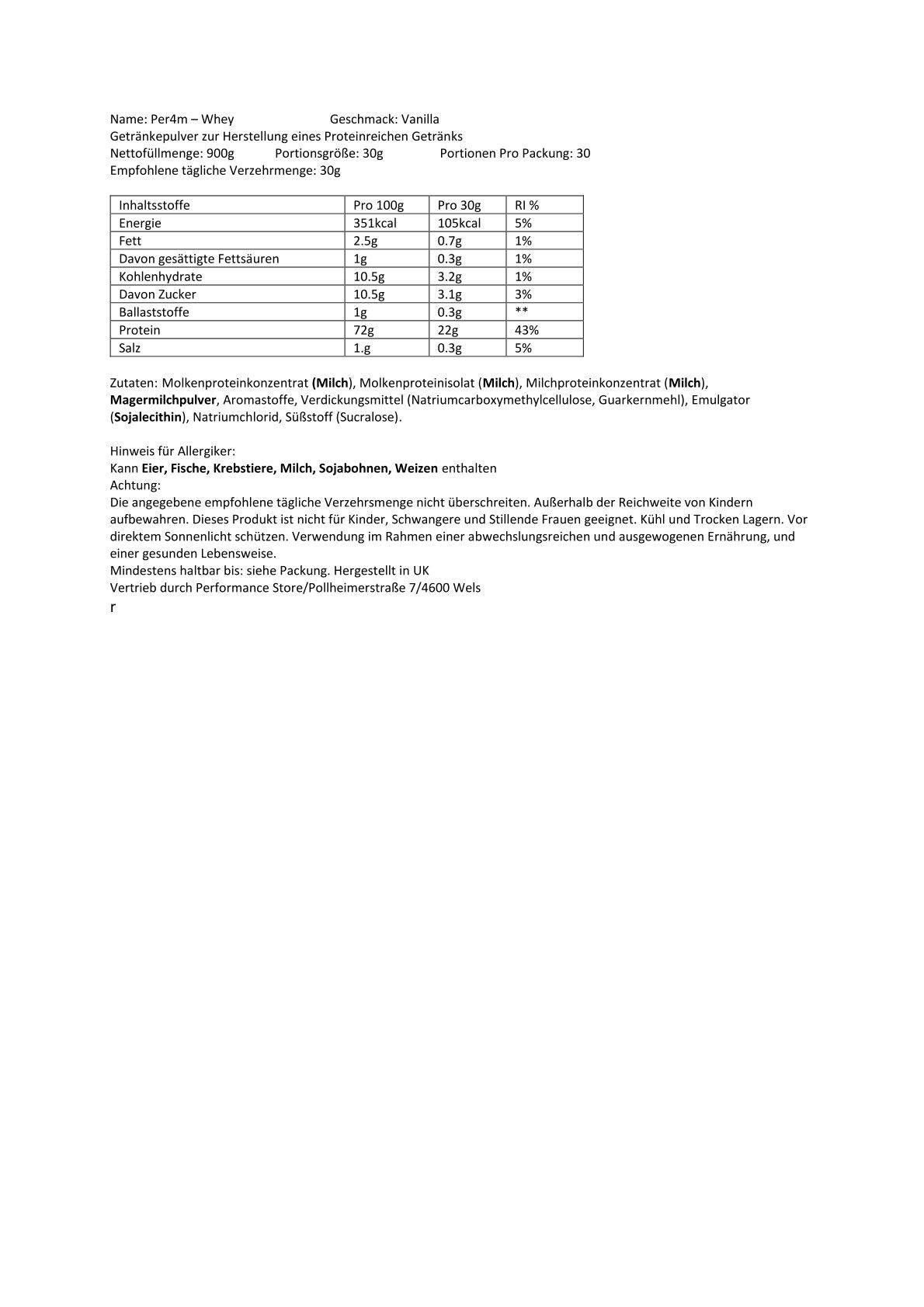 Per4m - Whey Protein 900g