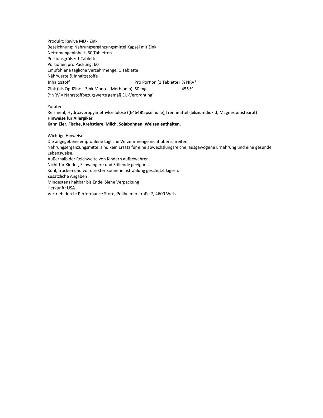 Revive MD - Zinc