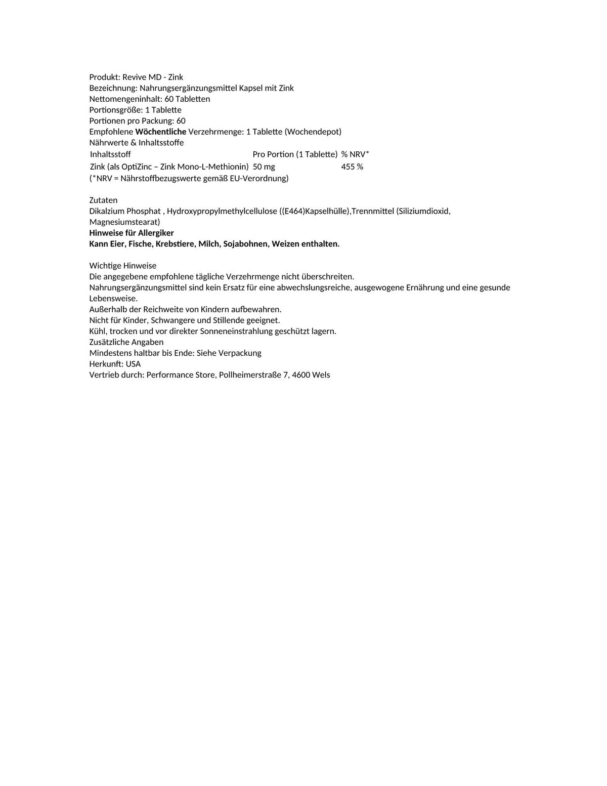 Revive MD - Zinc