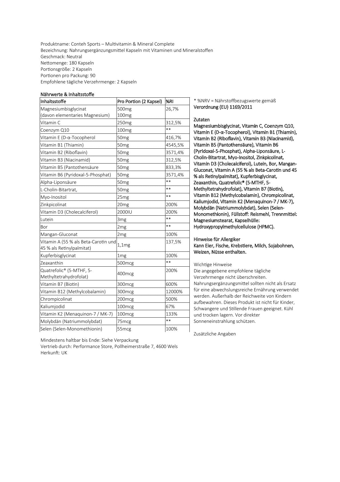 Conteh Sports - Multi-vitamin & Mineral Complete