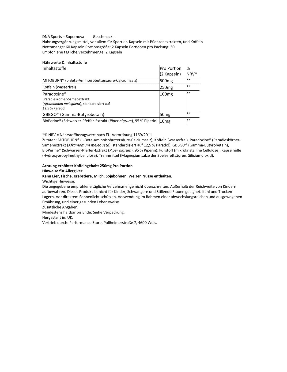 DNA Sports - Super Nova Fatburner