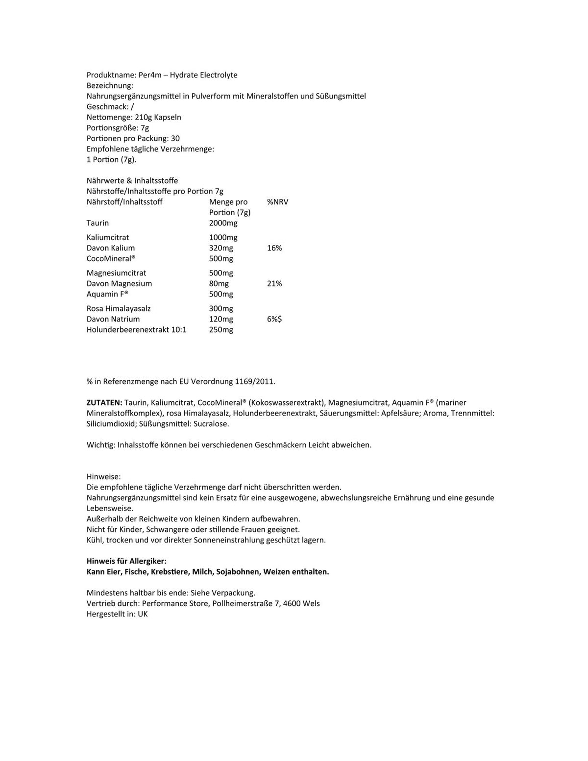 Per4m - Hydrate Electrolyte Mix