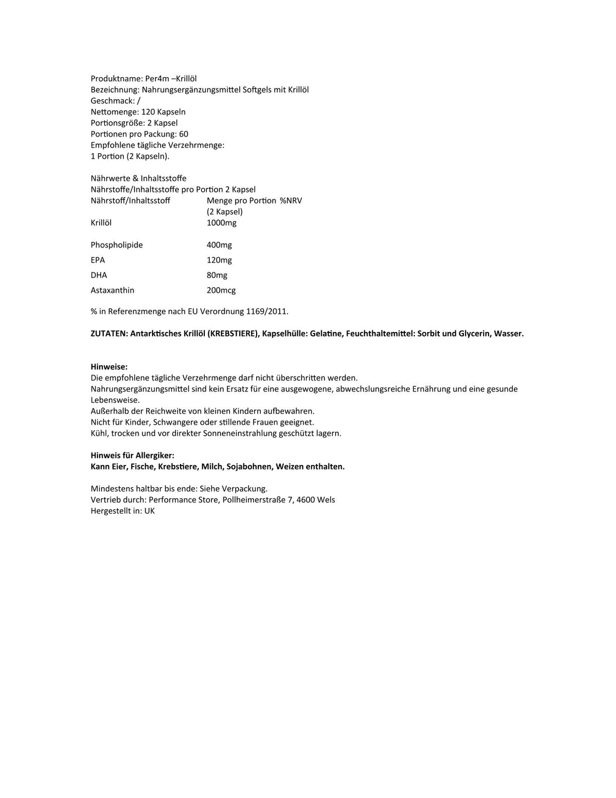 Per4m - Krill Oil Softgels