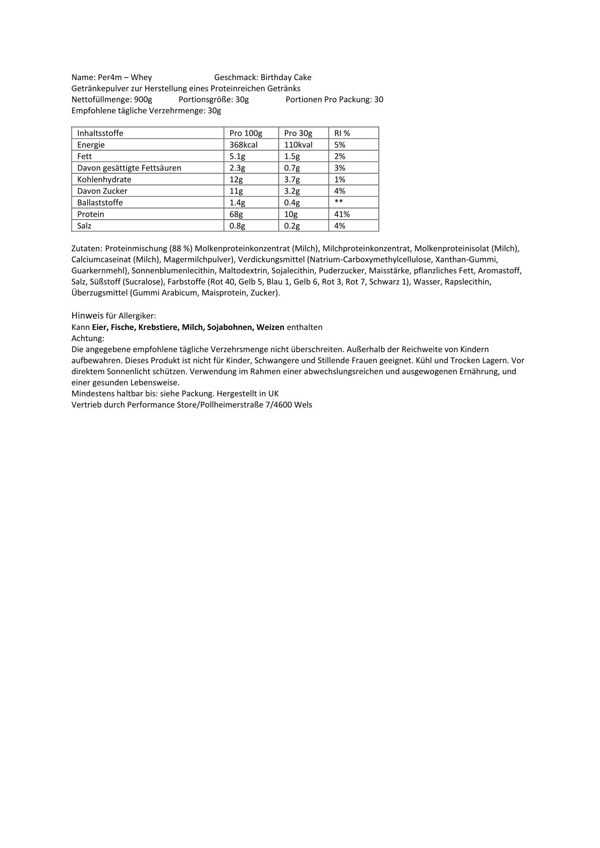 Per4m - Whey Protein 900g