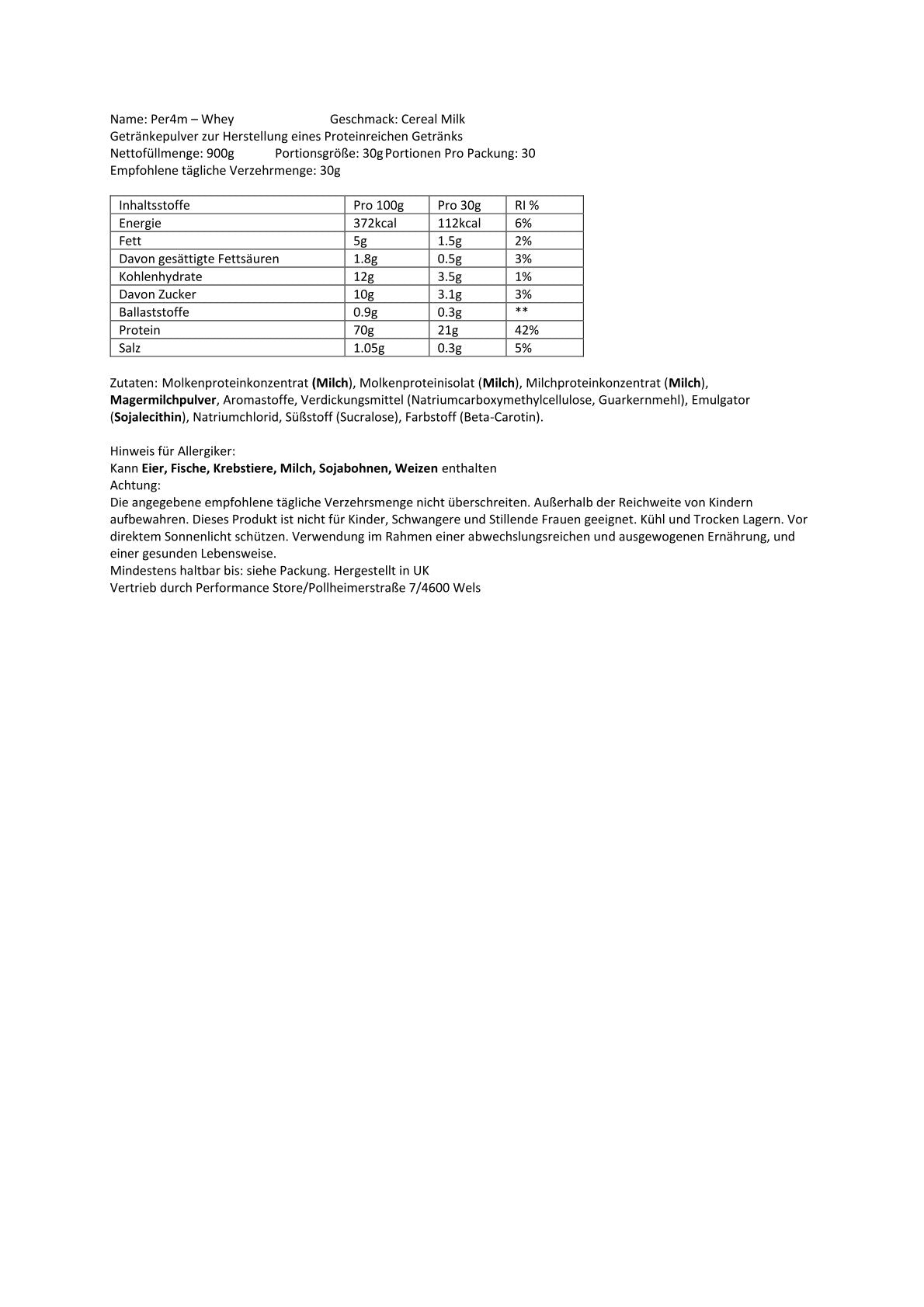 Per4m - Whey Protein 900g