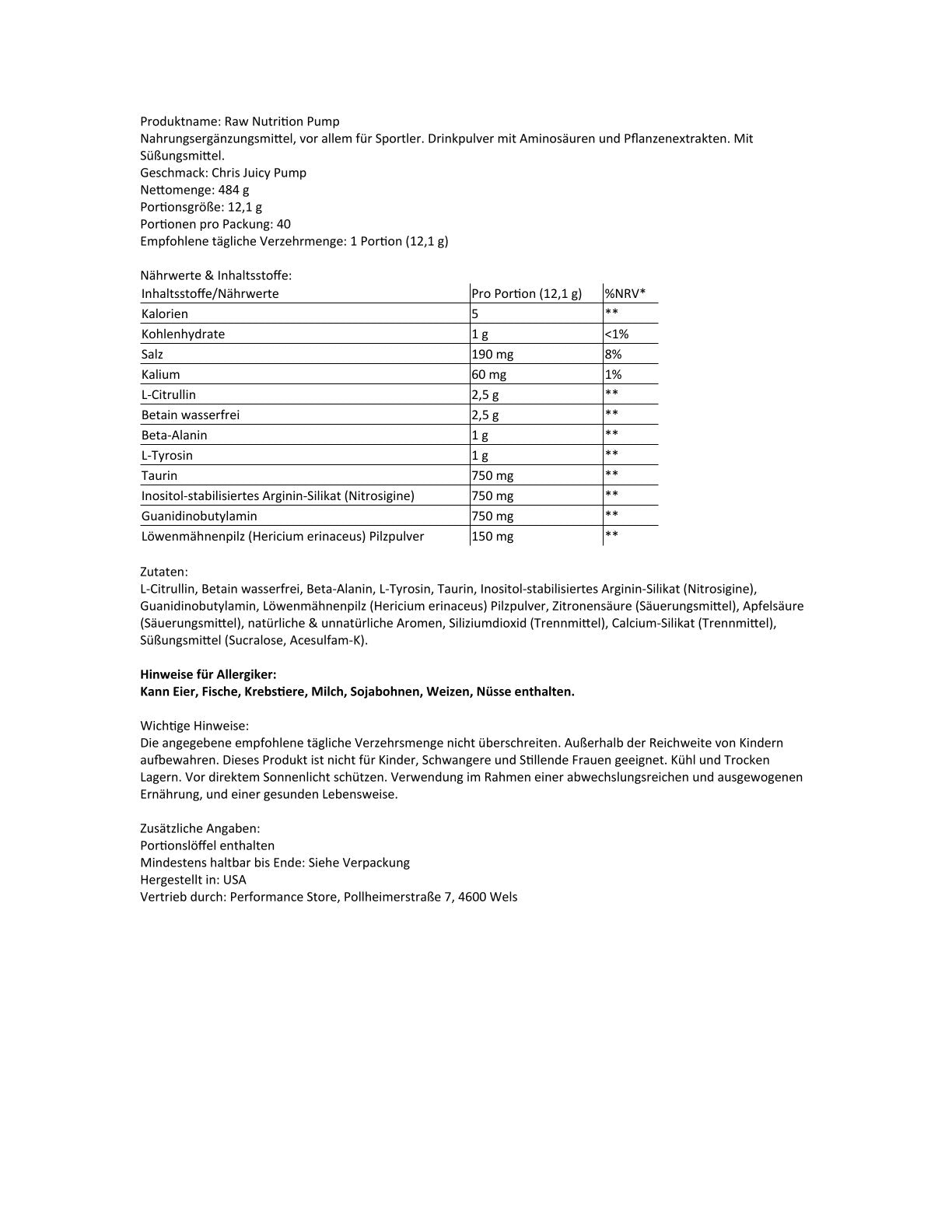 Raw Nutrition US  - Christopher´s Juicy Pump