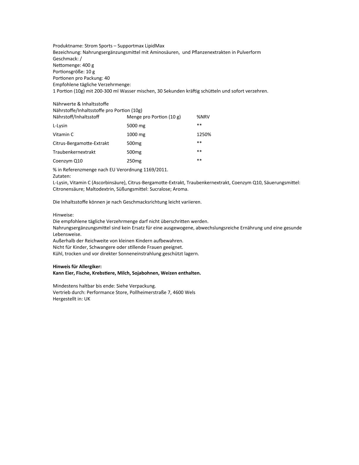Strom Sports - Lipid Max