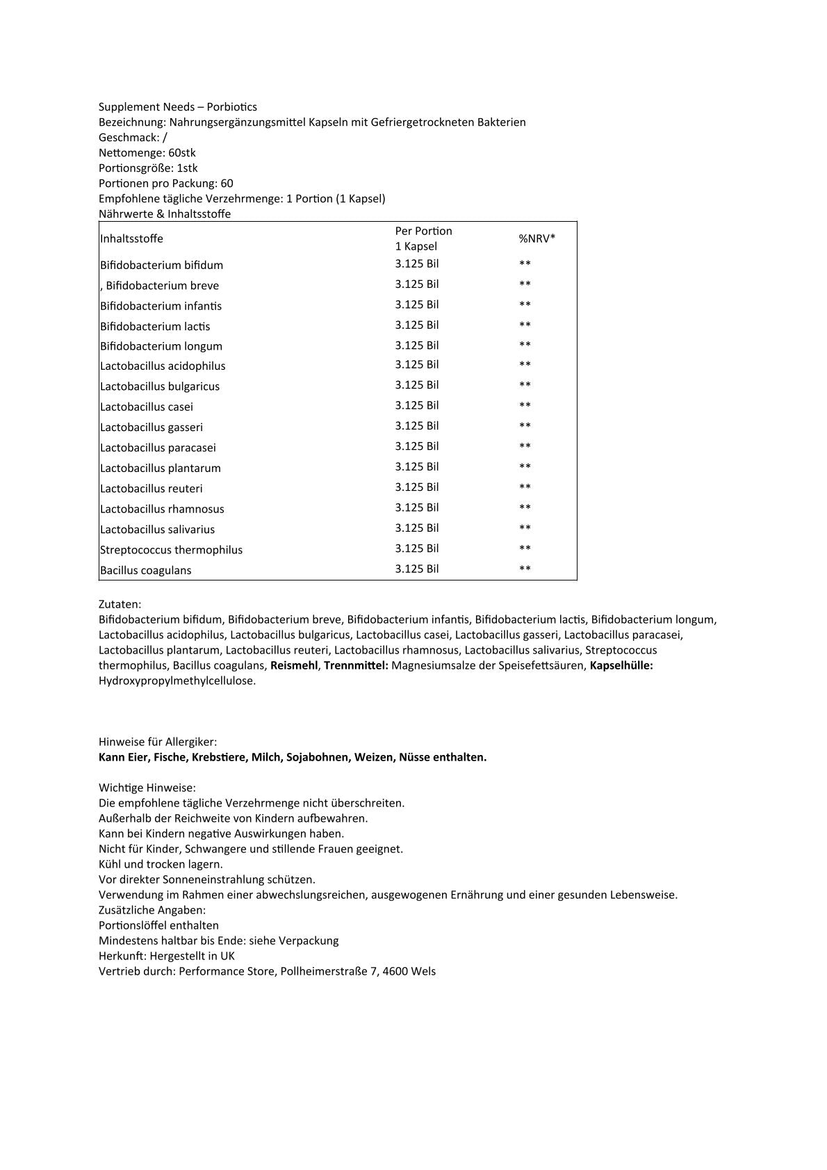Supplement Needs Probiotics - 50 Billion CFU's