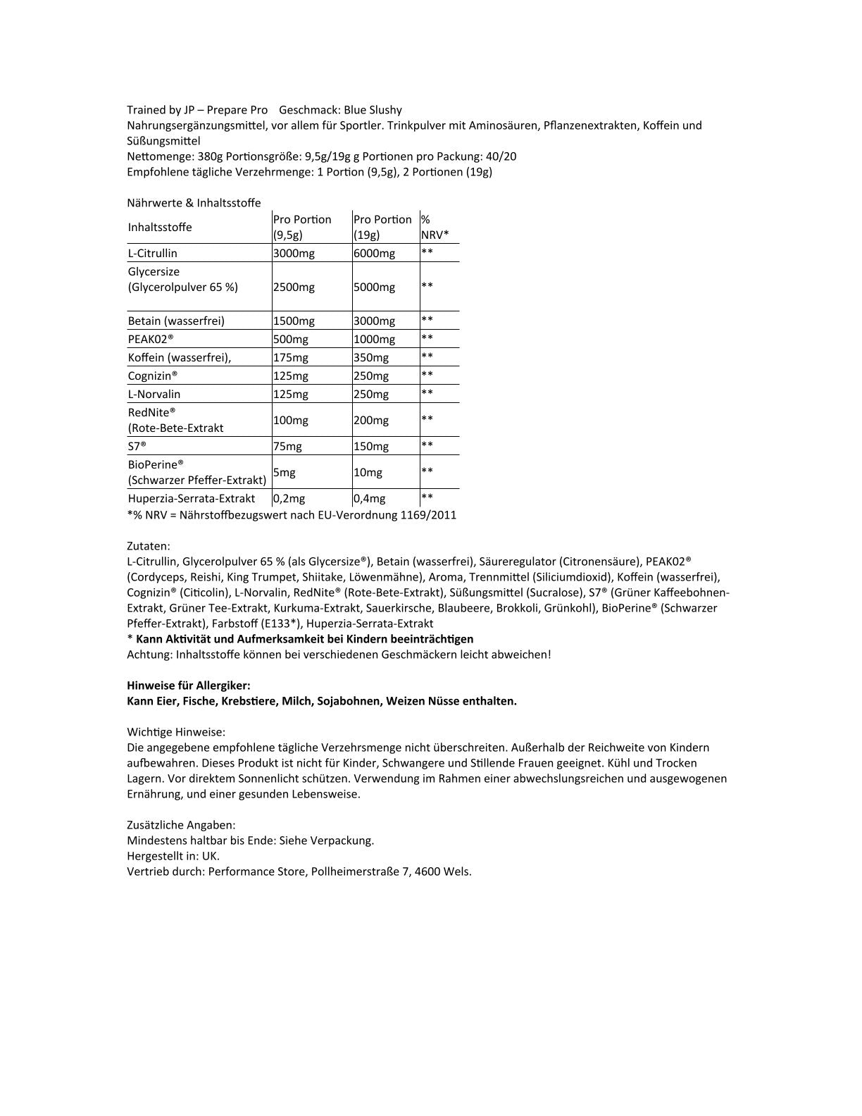 Trained by JP Nutrition - PrePare Pro