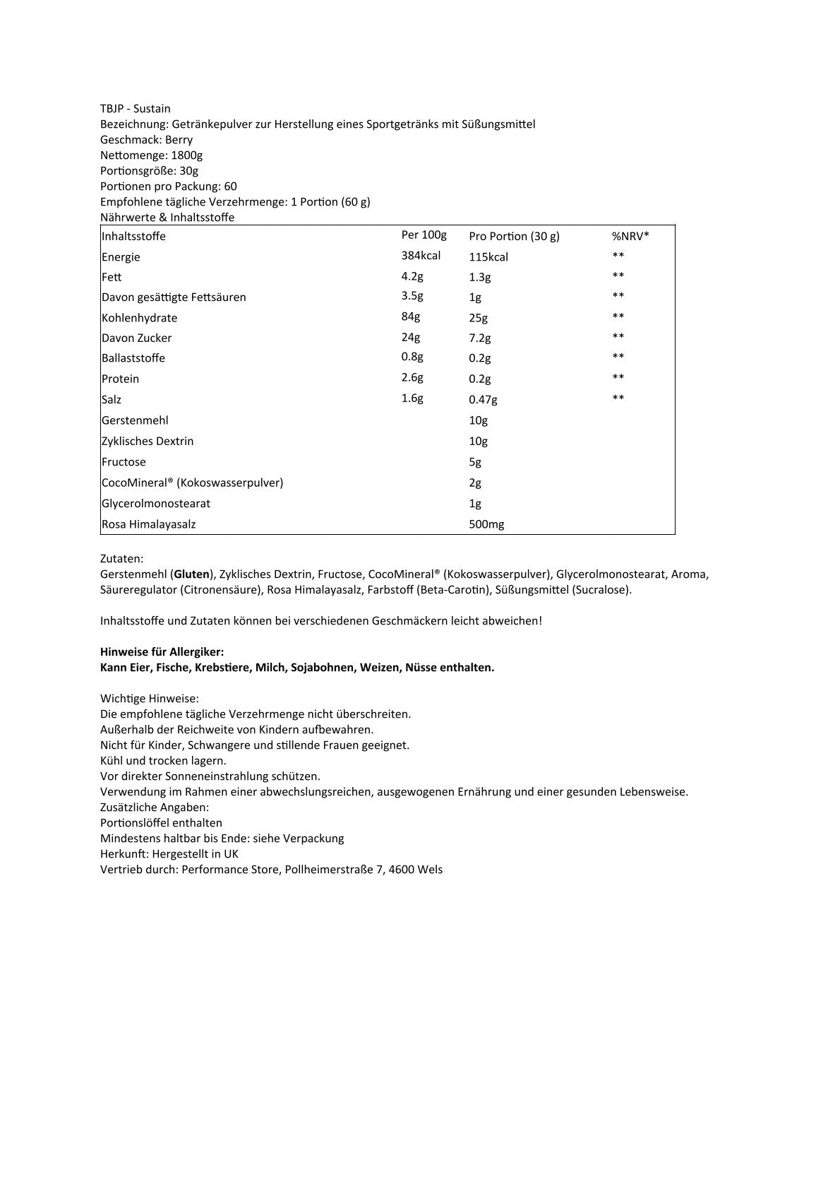 Trained by JP Nutrition - Sustain 1,8kg